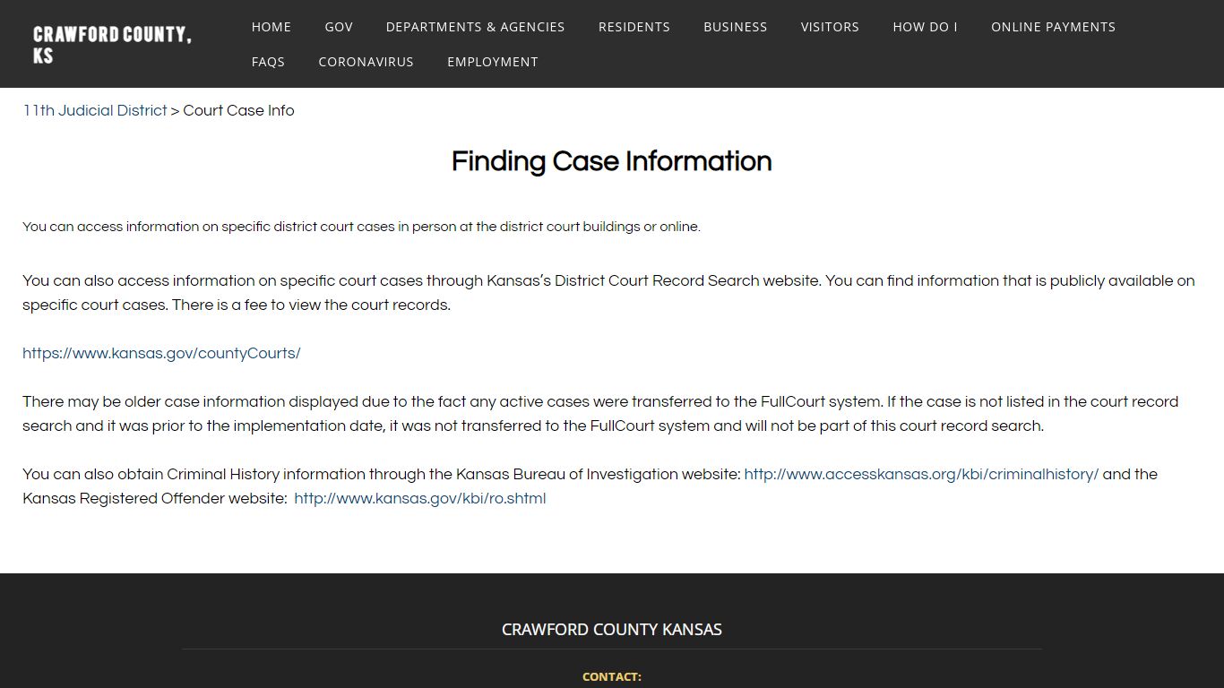 Court Case Info - CRAWFORD COUNTY, KS